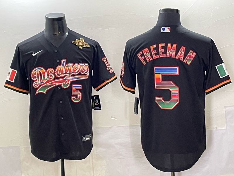 Men 2025 Los Angeles Dodgers #5 Freeman Black Nike MLB Jersey style 005